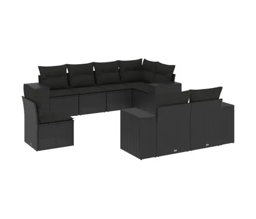 8-Daļīgs Dārza Dīvāna Komplekts, Matrači, Melna Pe Rotangpalma Vidaxl