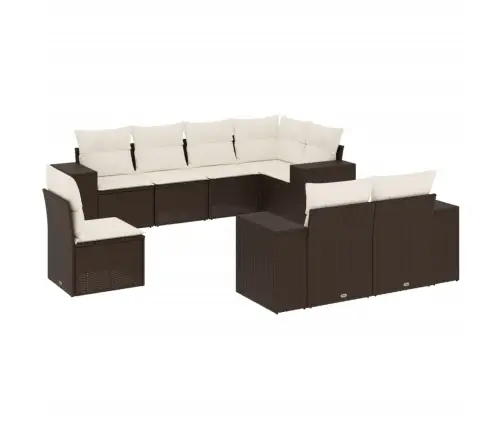 8-Daļīgs Dārza Dīvānu Komplekts, Matrači, Brūna Pe Rotangpalma Vidaxl