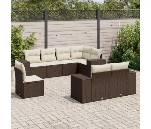 8-Daļīgs Dārza Dīvānu Komplekts, Matrači, Brūna Pe Rotangpalma Vidaxl