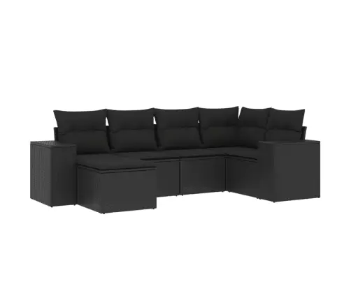 6-Daļīgs Dārza Dīvāna Komplekts, Matrači, Melna Pe Rotanpalma Vidaxl