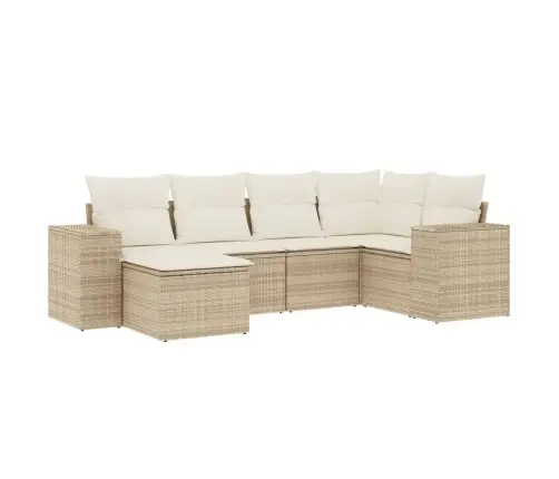 6-Daļīgs Dārza Dīvāna Komplekts, Matrači, Bēša Pe Rotangpalma Vidaxl