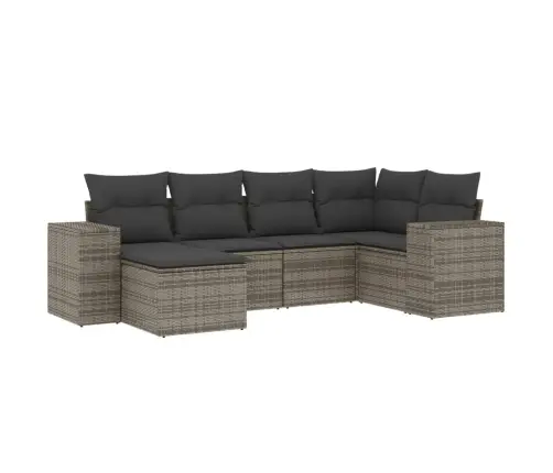 6-Daļīgs Dārza Dīvāna Komplekts Ar Matračiem, Pelēks Pe Pinums Vidaxl