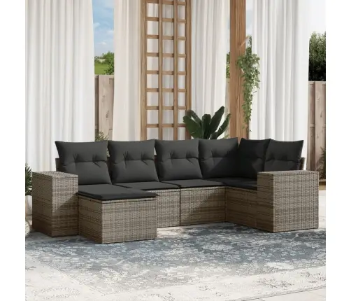 6-Daļīgs Dārza Dīvāna Komplekts Ar Matračiem, Pelēks Pe Pinums Vidaxl