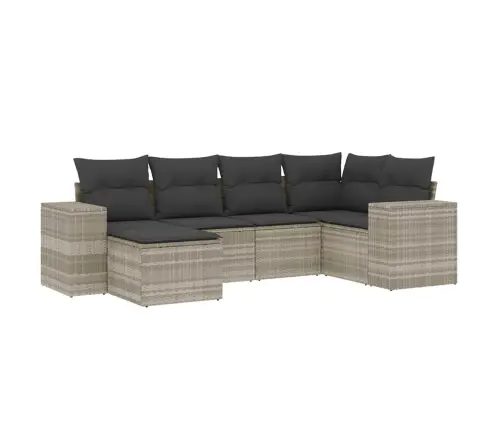 Sofos Komplektas Su Pagalvėlėmis, 6 Dalių, Pilkas, Poliratanas