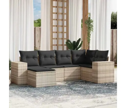 Sofos Komplektas Su Pagalvėlėmis, 6 Dalių, Pilkas, Poliratanas