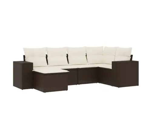 Sofos Komplektas Su Pagalvėlėmis, 6 Dalių, Rudas, Poliratanas