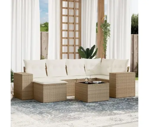 7-Osaline Aiadiivani Komplekt Patjadega, Beež, Polürotang