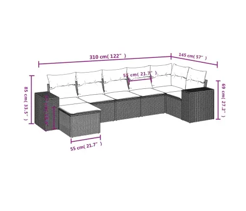 7-Osaline Aiadiivani Komplekt Patjadega, Must, Polürotang