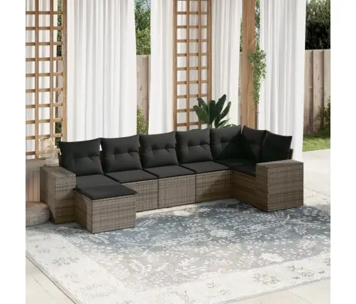 7-Daļīgs Dārza Dīvāna Komplekts, Matrači, Pelēka Pe Rotangpalma Vidaxl