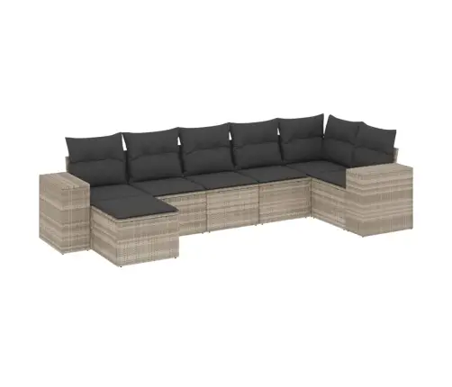 Sofos Komplektas Su Pagalvėlėmis, 7 Dalių, Pilkas, Poliratanas