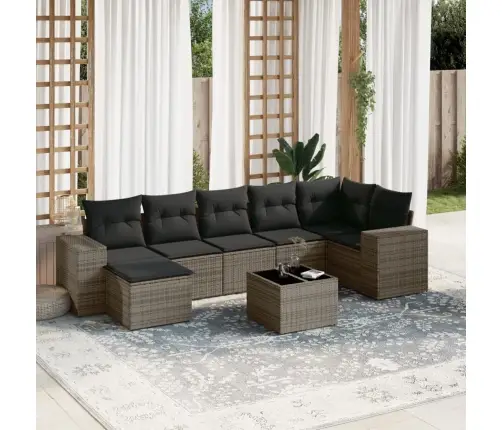 Sodo Komplektas Su Pagalvėlėmis, 8 Dalių, Pilkas, Poliratanas