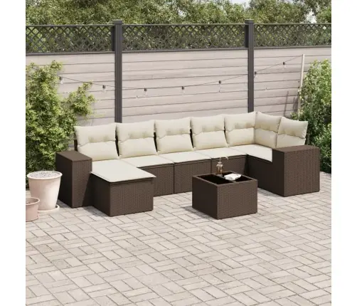 8-Daļīgs Dārza Dīvānu Komplekts, Matrači, Brūna Pe Rotangpalma Vidaxl