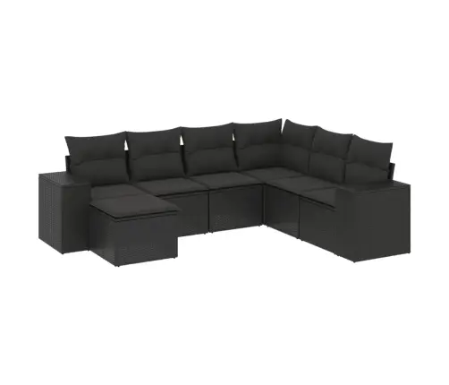 7-Daļīgs Dārza Dīvāna Komplekts Ar Matračiem, Melna Pe Vidaxl