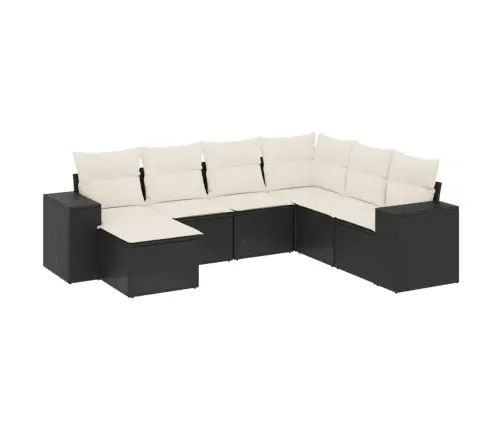 7-Daļīgs Dārza Dīvāna Komplekts Ar Matračiem, Melna Pe Vidaxl