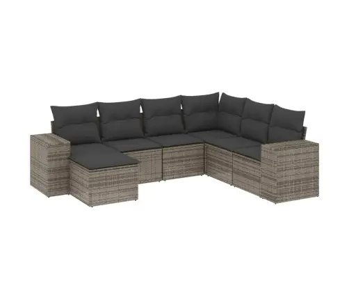 Sofos Komplektas Su Pagalvėlėmis, 7 Dalių, Pilkas, Poliratanas