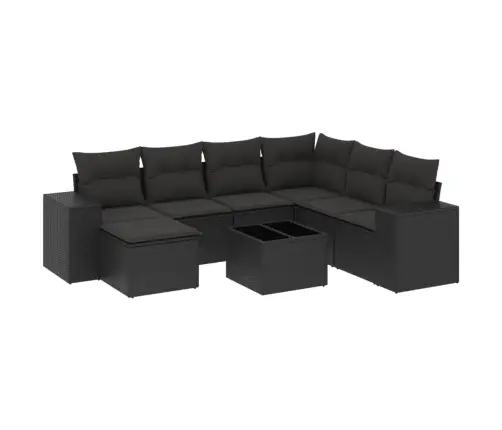 8-Daļīgs Dārza Dīvāna Komplekts, Matrači, Melna Pe Rotangpalma Vidaxl