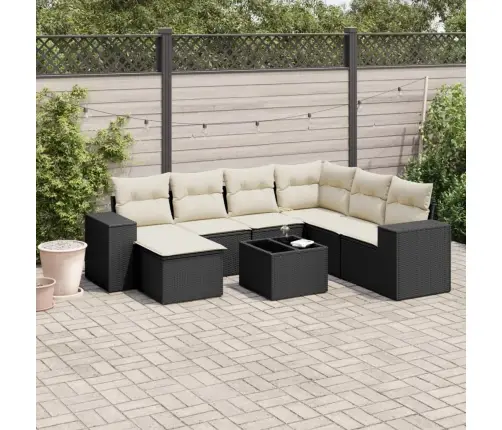 8-Daļīgs Dārza Dīvāna Komplekts, Matrači, Melna Pe Rotangpalma Vidaxl