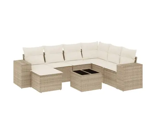 Sofos Komplektas Su Pagalvėlėmis, 8 Dalių, Smėlio, Poliratanas