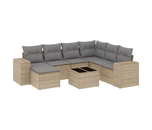 8-Daļīgs Dārza Dīvāna Komplekts, Matrači, Bēša Pe Rotangpalma Vidaxl