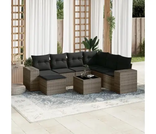 8-Daļīgs Dārza Dīvāna Komplekts Ar Matračiem, Pelēks Pe Pinums Vidaxl