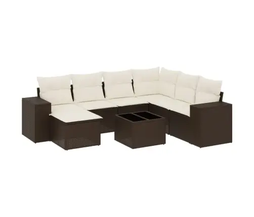 8-Daļīgs Dārza Dīvānu Komplekts, Matrači, Brūna Pe Rotangpalma Vidaxl