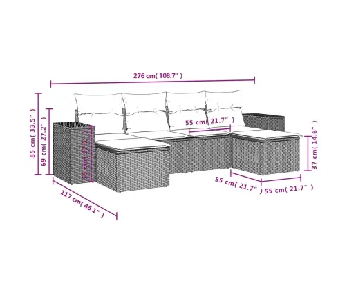 6-Osaline Aiadiivani Komplekt Patjadega, Must, Polürotang