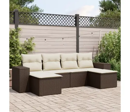 Sofos Komplektas Su Pagalvėlėmis, 6 Dalių, Rudas, Poliratanas