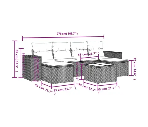 7-Daļīgs Dārza Dīvāna Komplekts Ar Matračiem, Melna Pe Vidaxl