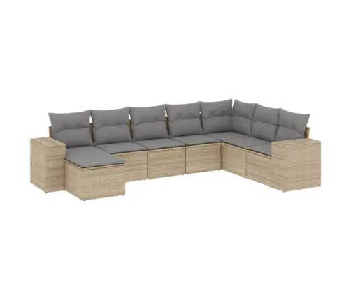 8-Daļīgs Dārza Dīvāna Komplekts, Matrači, Bēša Pe Rotangpalma Vidaxl