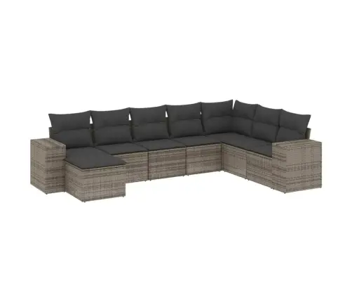 8-Daļīgs Dārza Dīvāna Komplekts Ar Matračiem, Pelēks Pe Pinums Vidaxl