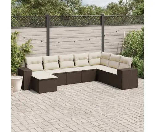 8-Daļīgs Dārza Dīvānu Komplekts, Matrači, Brūna Pe Rotangpalma Vidaxl