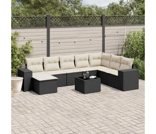 Sodo Komplektas Su Pagalvėlėmis, 9 Dalių, Juodas, Poliratanas