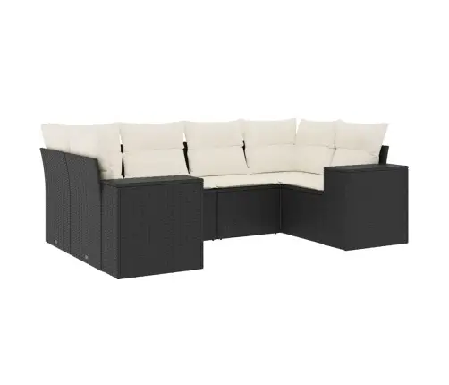 6-Daļīgs Dārza Dīvāna Komplekts, Matrači, Melna Pe Rotanpalma Vidaxl