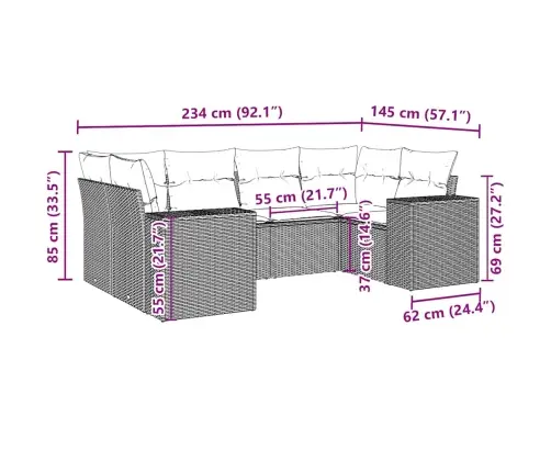 6-Daļīgs Dārza Dīvāna Komplekts, Matrači, Melna Pe Rotanpalma Vidaxl