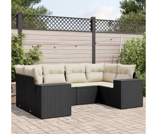 6-Daļīgs Dārza Dīvāna Komplekts, Matrači, Melna Pe Rotanpalma Vidaxl