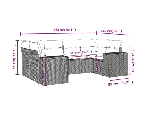 6-Daļīgs Dārza Dīvāna Komplekts, Matrači, Bēša Pe Rotangpalma Vidaxl
