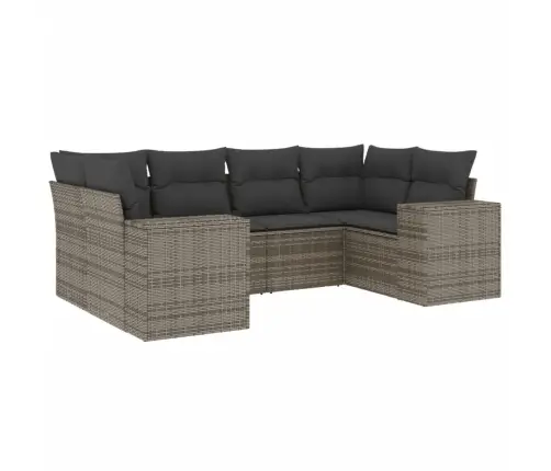 6-Daļīgs Dārza Dīvāna Komplekts Ar Matračiem, Pelēks Pe Pinums Vidaxl