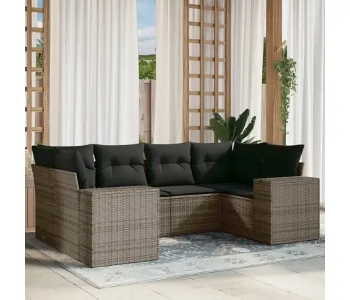 6-Daļīgs Dārza Dīvāna Komplekts Ar Matračiem, Pelēks Pe Pinums Vidaxl