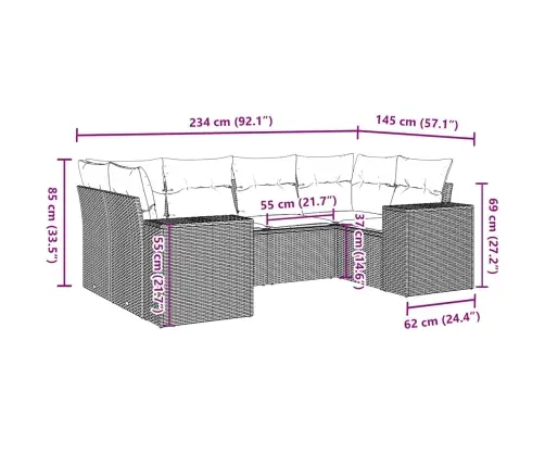 6-Osaline Aiamööblikomplekt Patjadega, Helehall, Polürotang