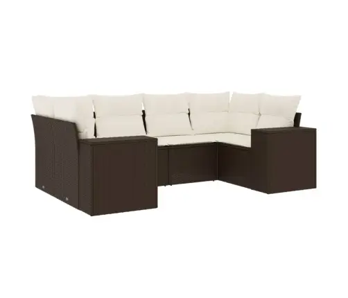 6-Daļīgs Dārza Dīvānu Komplekts, Matrači, Brūna Pe Rotangpalma Vidaxl