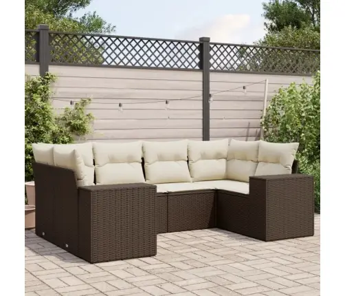 6-Daļīgs Dārza Dīvānu Komplekts, Matrači, Brūna Pe Rotangpalma Vidaxl