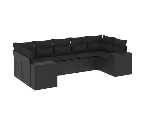 7-Daļīgs Dārza Dīvāna Komplekts Ar Matračiem, Melna Pe Vidaxl