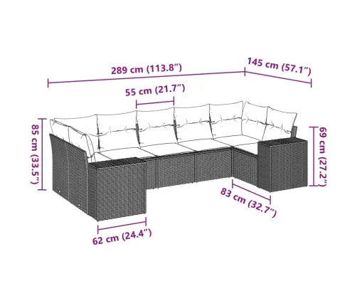 7-Osaline Aiadiivani Komplekt Patjadega, Beež, Polürotang