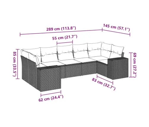 7-Osaline Aiadiivani Komplekt Patjadega, Hall, Polürotang