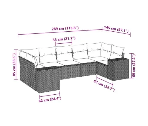 7-Daļīgs Dārza Dīvāna Komplekts,Matrači, Gaiši Pelēka Pe Pinums Vidaxl