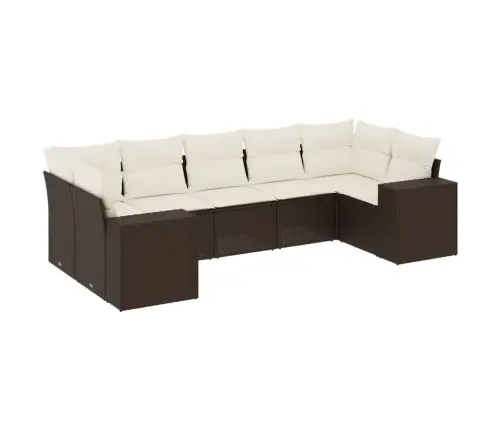 7-Osaline Aiamööblikomplekt Patjadega, Pruun, Polürotang