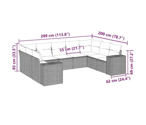 Sodo Komplektas Su Pagalvėlėmis, 9 Dalių, Juodas, Poliratanas