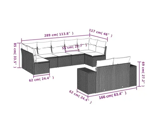 9-Osaline Aiadiivani Komplekt Patjadega, Hall, Polürotang