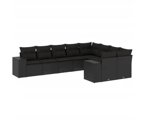 9-Daļīgs Dārza Dīvāna Komplekts, Matrači, Melna Pe Rotangpalma Vidaxl