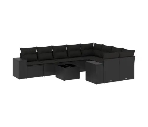 10-Daļīgs Dārza Dīvāna Komplekts, Matrači, Melna Pe Rotangpalma Vidaxl